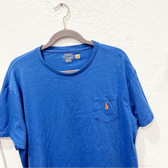 Ralph Lauren T-Shirt Men's XL Classic Fit Blue Saturn Embroidered Pocket Logo - Picture 2 of 8